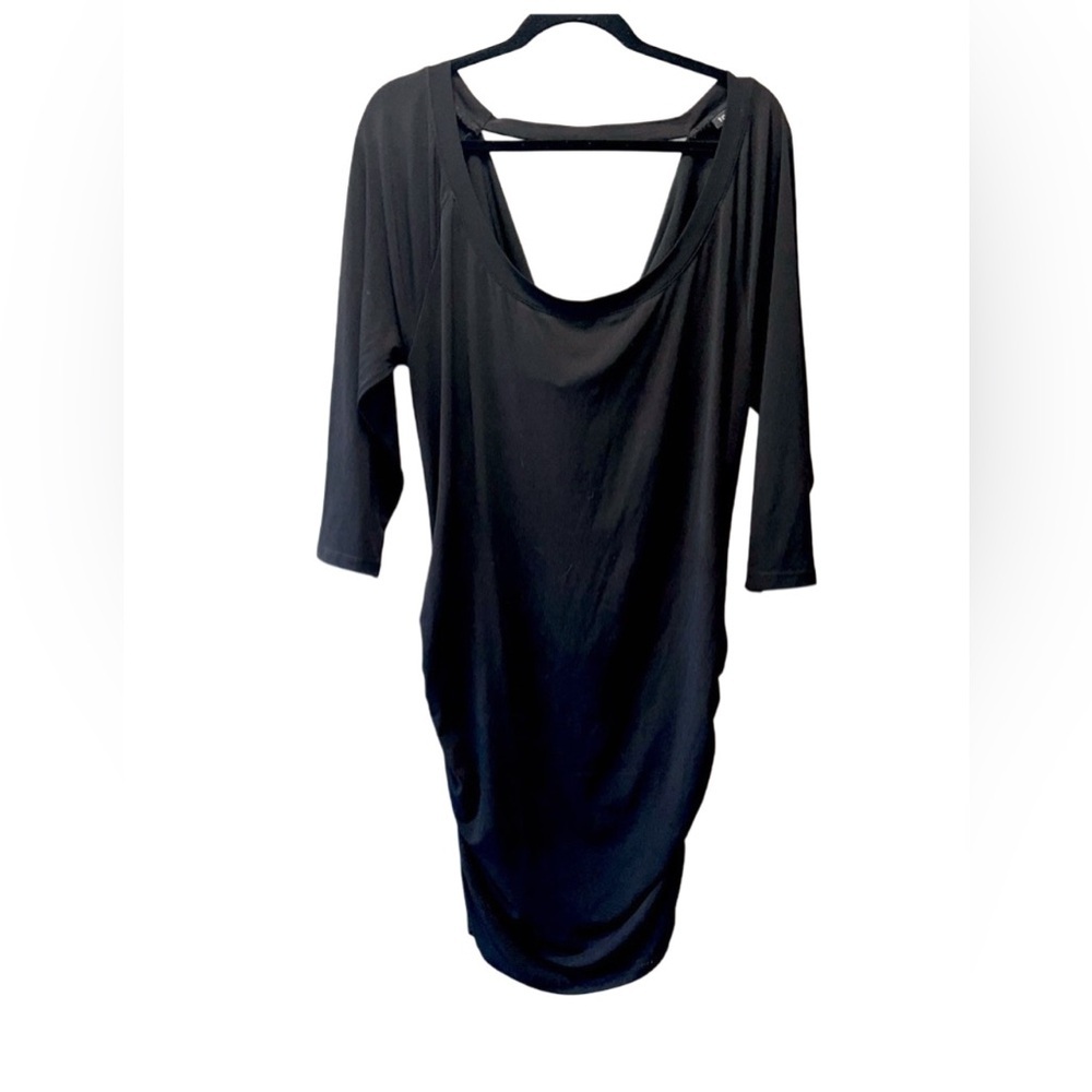 Women's Torrid Size 1 Black Draped Back Bodycon Dress – 3/4 Sleeve